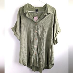 Shein Emery Rose 4XL Short Sleeve Button Up Shirt w Collar